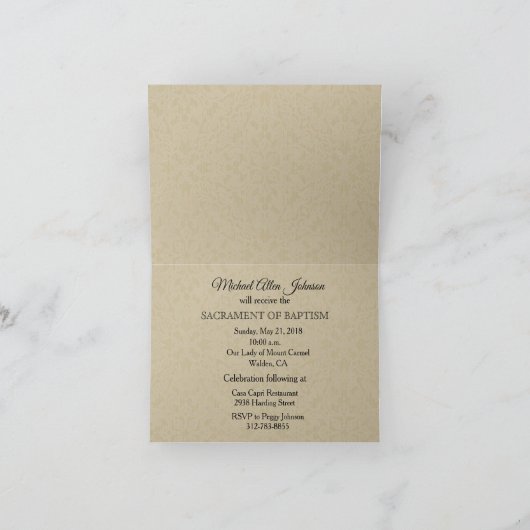 カト伝統的リックエンジェル洗礼招待状 招待状 (内部)