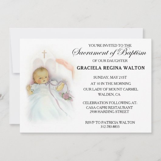 カト伝統的リック乳児洗礼招待状 招待状 (正面)