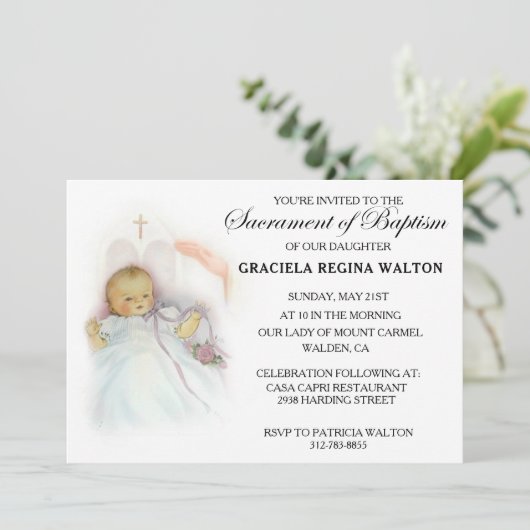 カト伝統的リック乳児洗礼招待状 招待状 (スタンド正面)