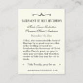 カト伝統的リック結婚式の引き出物 名刺 (裏面)