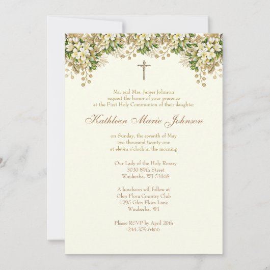 カト伝統的リック聖餐式フローラ 招待状 (裏面)