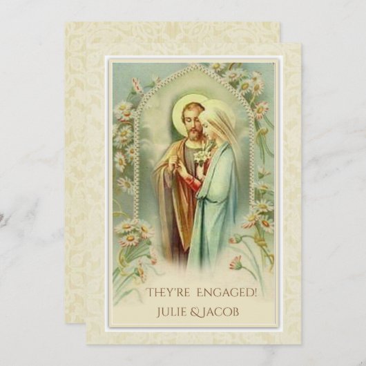 カト伝統的リ結婚ック婚約ブライダル 招待状 (正面/裏面)