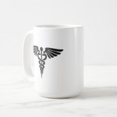 カドゥケウス医療徽章 コーヒーマグカップ (正面左)