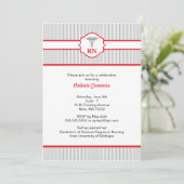 カドゥケウス RN BSN LPN 卒業 赤と灰 招待状 (スタンド正面)