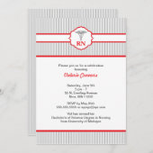 カドゥケウス RN BSN LPN 卒業 赤と灰 招待状 (正面/裏面)