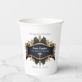 カドゥセウエレガントス白海軍ブルー金ゴールドホワイト 紙コップ (正面)