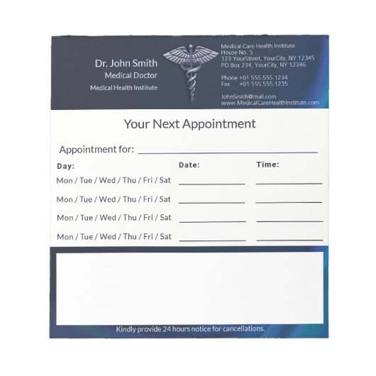 カドゥセウクロムダークホログラフメディカルアポイントメント ノートパッド (正面)