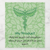 カドゥセウスと葉背景ワインラベル ワインラベル (シングルラベル)