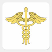 カドゥセウスの医学的記号 スクエアシール (正面)