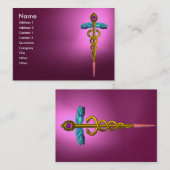 カドゥセウスアメジスト鮮やか金ゴールドピンク紫バイオレット 名刺 (正面/裏面)