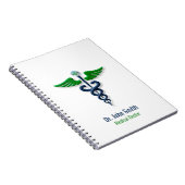 カドゥセウススタイリッシュメディカルグリーンウィングスクロスブルー ノートブック (右側)