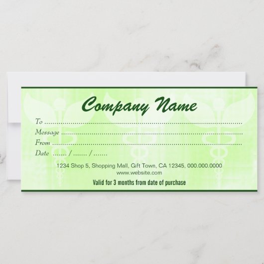 カドゥセウス代替医療$100ギフト券 (裏面)