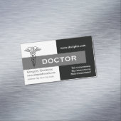 カドゥセウス医モダン者ミニマリスト黒グレー マグネット名刺 (インサイチュ)