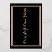 カドゥセウス医学校卒業ブラック/バラ金ゴールド 箔招待状 (裏面)