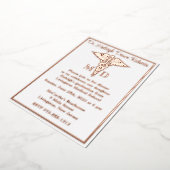 カドゥセウス医学校卒業白番/バラ金ゴールド 箔招待状 (回転した状態)