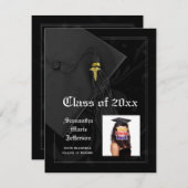 カドゥセウス医学部またはナース写真卒業 招待状 (正面/裏面)