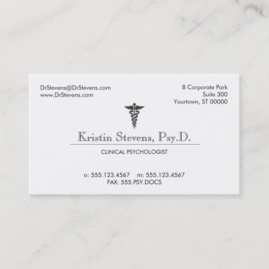 カドゥセウス医療プロフェッショナルナースまたは医師 名刺 (正面)