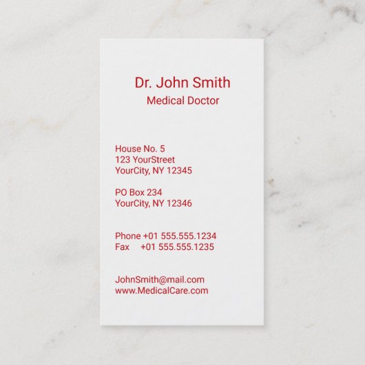 カドゥセウス医療用シルバー3D十字赤 名刺 (裏面)