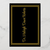 カドゥセウス医科学校卒業、ブラック/金ゴールド 箔招待状 (裏面)