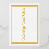 カドゥセウス医科学校卒業，白/金ゴールド 箔招待状 (裏面)