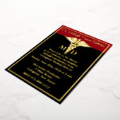 カドゥセウス医科学校卒業、黒/赤 箔招待状 (回転した状態)