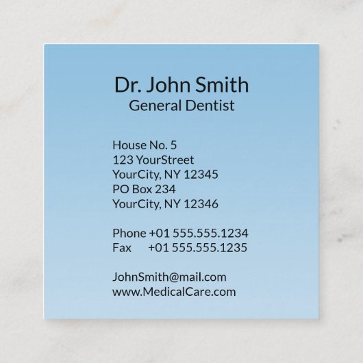 カドゥセウス歯科鏡白歯ブラシメディカル スクエア名刺 (裏面)