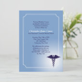 カドゥセウス気に医療ブルー卒業招待状 招待状 (スタンド正面)