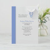 カドゥセウス記号ブルートリム卒業招待状 招待状 (スタンド正面)