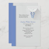 カドゥセウス記号ブルートリム卒業招待状 招待状 (正面/裏面)