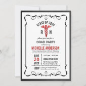 カドゥセウス記号メディカルスクール写真卒業 招待状 (正面)