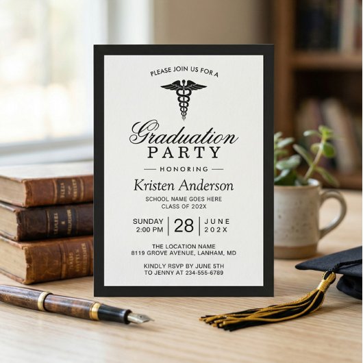 カドゥセウス記号メディカルスクール卒業パーティー 招待状