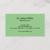 カドゥセウス記号メディカルプロフェッショナル緑 名刺 (裏面)