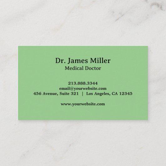カドゥセウス記号メディカルプロフェッショナル緑 名刺 (裏面)
