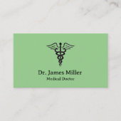 カドゥセウス記号メディカルプロフェッショナル緑 名刺 (正面)
