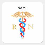 カドゥセウス記号&登録ナースモノグラム スクエアシール (正面)