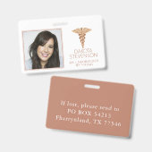 カドゥセウス記号 |銅医療病院の写真ID バッジ (Front & Back)