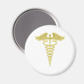 カドゥセウス金ゴールドの医療記号 マグネット (正面/裏面)