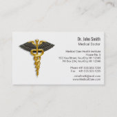 カドゥセウス金ゴールドブラックウィングズクラッシメディカルエレガント 名刺 (正面)
