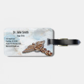 カドゥセウス銅バラ金ゴールドラグジュアリーマーブルメディカル ラゲッジタグ (裏面横)