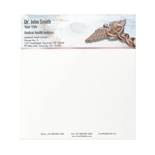 カドゥセウス銅バラ金ゴールドラグジュアリーメディカルマーブル ノートパッド (正面)