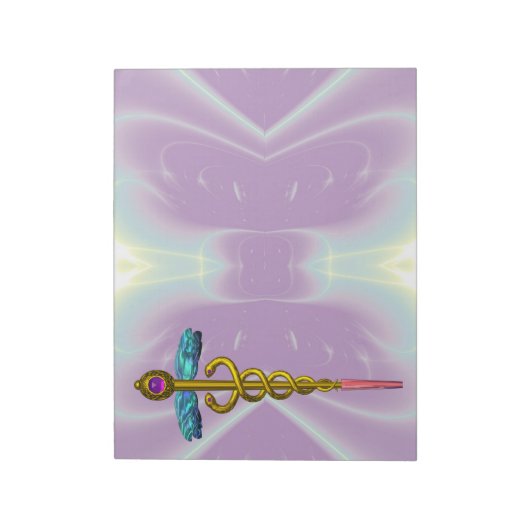 カドゥセウス鮮やか、金ゴールドアメジストバイオレットブルーパープル ノートパッド (回転)