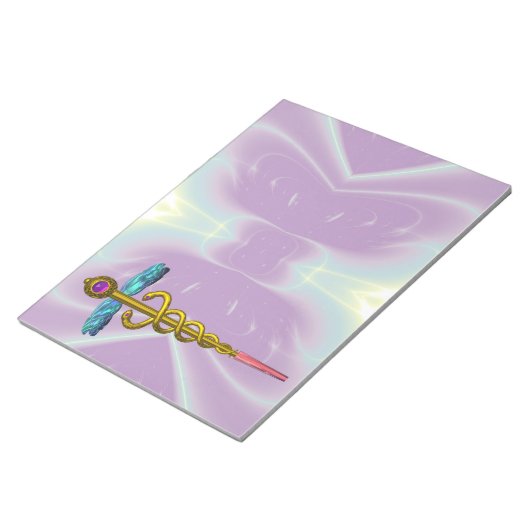 カドゥセウス鮮やか、金ゴールドアメジストバイオレットブルーパープル ノートパッド (アングル)