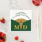 カドゥセウス・グリーン&ホワイト医学部卒業 スタンダードカクテルナプキン (インサイチュ)