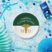 カドゥセウス・グリーン&ホワイト医学部卒業 ペーパープレート (パーティー)