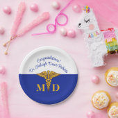 カドゥセウス・ブルー&ホワイト医学部卒業 ペーパープレート (パーティー)