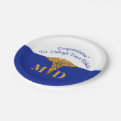 カドゥセウス・ブルー&ホワイト医学部卒業 ペーパープレート (アングル)