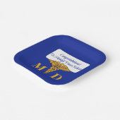 カドゥセウス・ブルー&金ゴールド医学部卒業 ペーパープレート (傾斜あり)