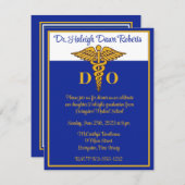 カドゥセウス・ブルー&金ゴールド医学部卒業 招待状 (正面/裏面)