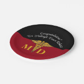 カドゥセウス・レッド&ブラック医学部卒業 ペーパープレート (アングル)