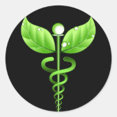 カドゥセウス:代替医療ラウンドステッカー ラウンドシール (正面)